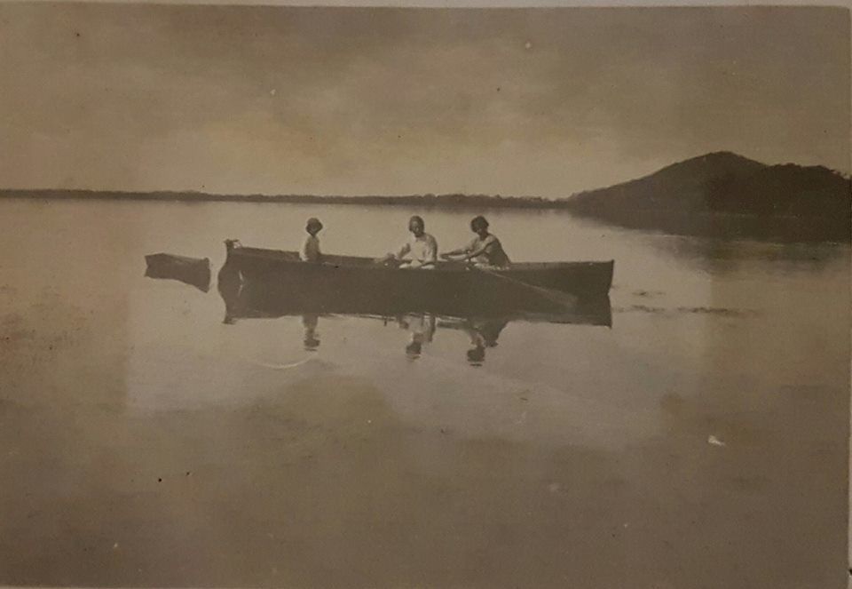 A boat on the lake in the early days of the park