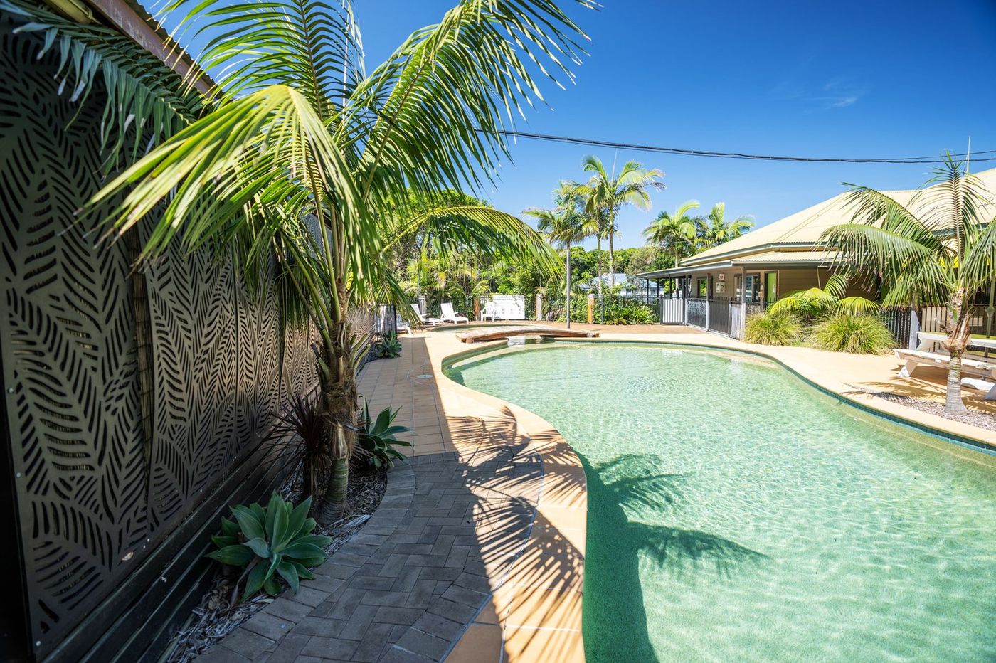 The pool, early, before the kids are up