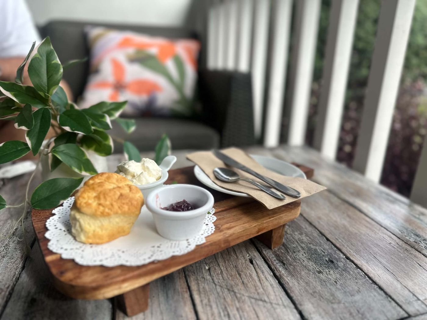 Scone with jam and cream